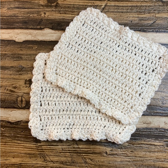 Handmade set of 2 dishcloths cream - Picture 1 of 8